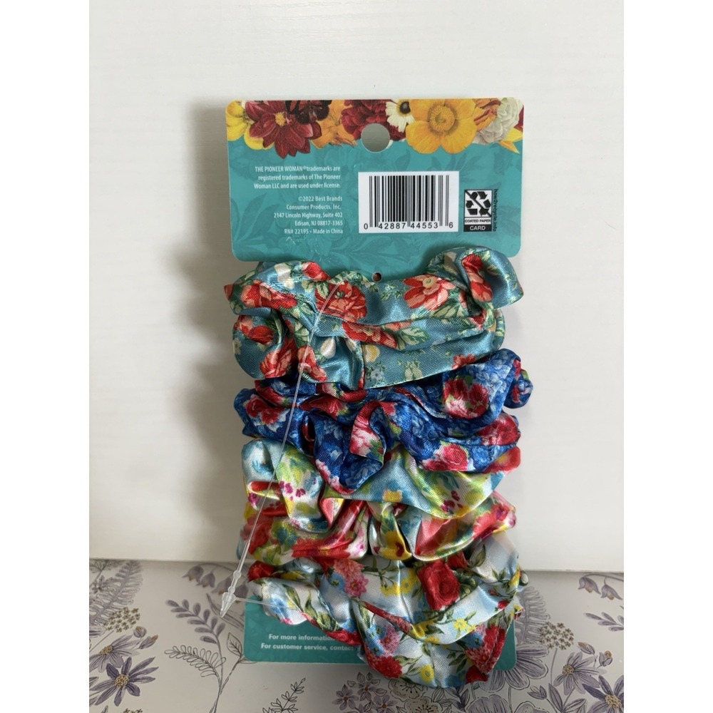 Pioneer Woman Hair Ties Pack of 8 Vintage Floral Design Scrunchie accessories - Picture 2 of 3